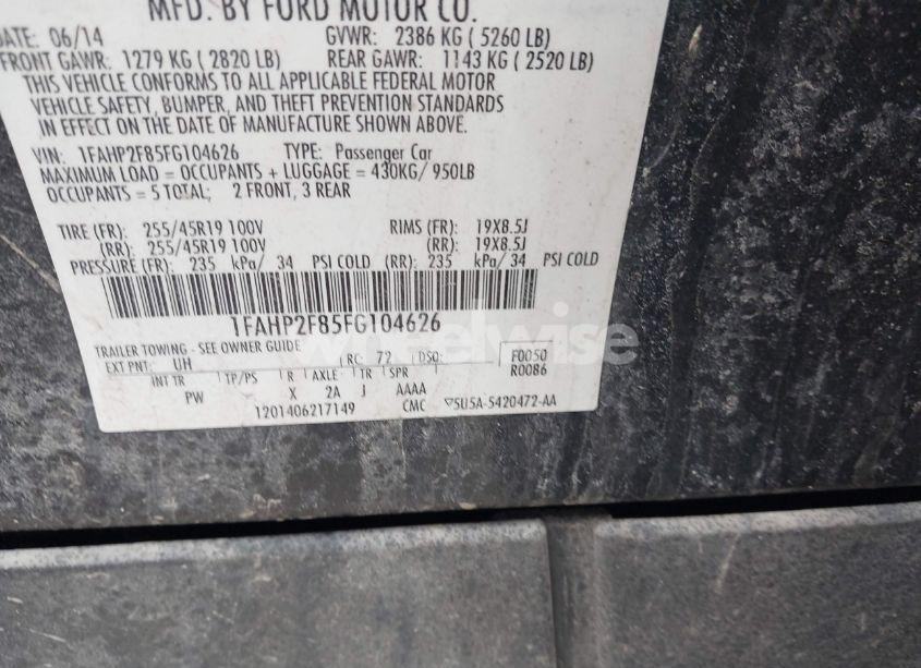 Photo 9 of 2015 Ford Taurus LIMITED (VIN 1FAHP2F85FG104626)