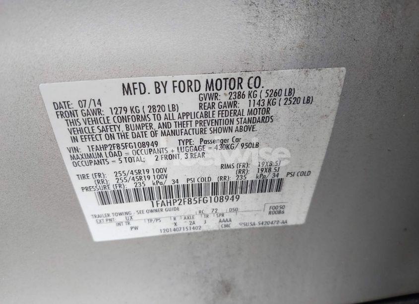 Photo 9 of 2015 Ford Taurus LIMITED (VIN 1FAHP2F85FG108949)