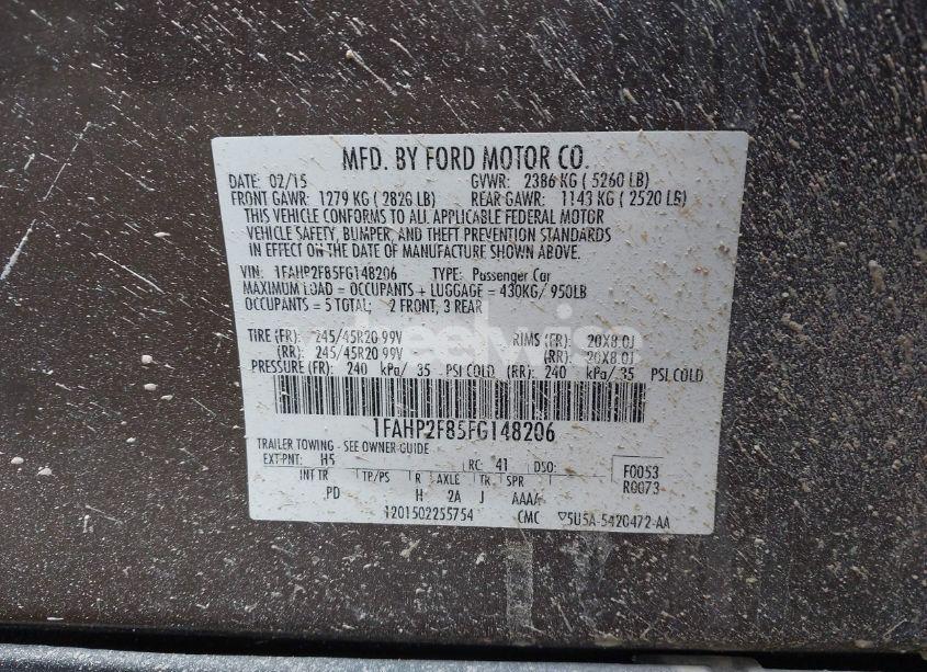 Photo 9 of 2015 Ford Taurus LIMITED (VIN 1FAHP2F85FG148206)