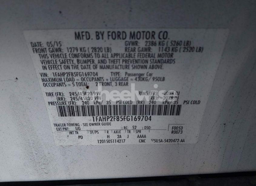 Photo 9 of 2015 Ford Taurus LIMITED (VIN 1FAHP2F85FG169704)