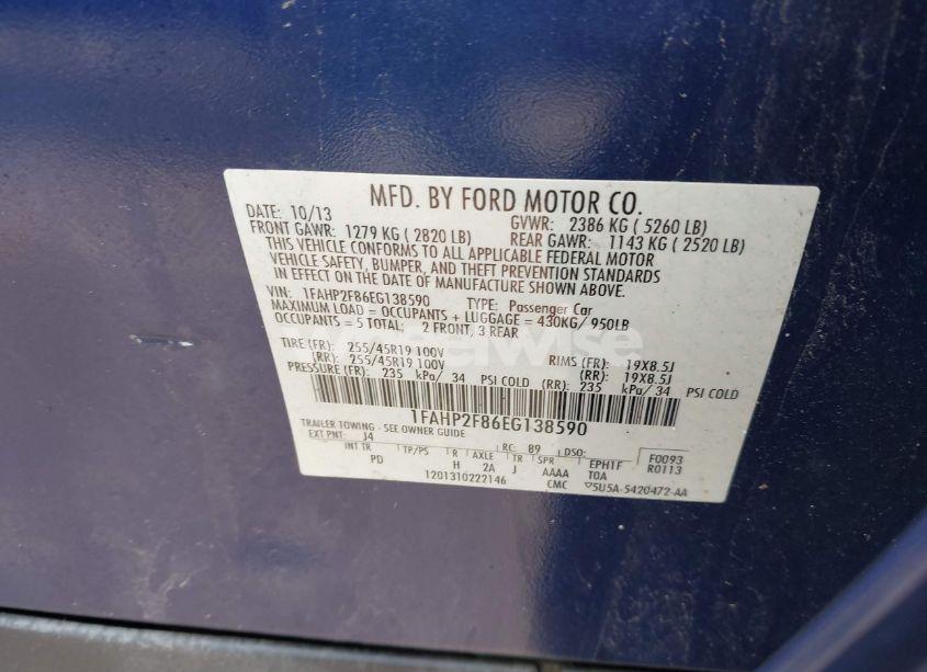 Photo 9 of 2014 Ford Taurus LIMITED (VIN 1FAHP2F86EG138590)