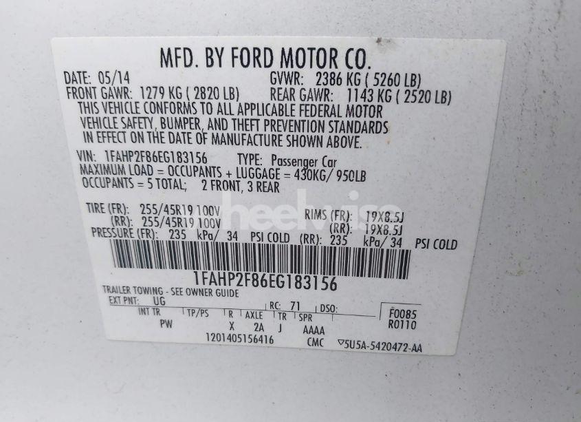 Photo 9 of 2014 Ford Taurus LIMITED (VIN 1FAHP2F86EG183156)