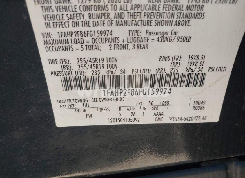 Photo 9 of 2015 Ford Taurus LIMITED (VIN 1FAHP2F86FG159974)