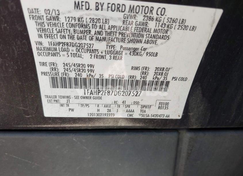 Photo 9 of 2013 Ford Taurus LIMITED (VIN 1FAHP2F87DG207527)