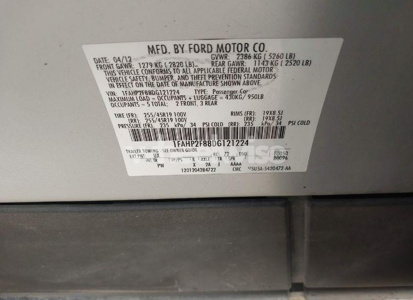 Photo 9 of 2013 Ford Taurus LIMITED (VIN 1FAHP2F88DG121224)