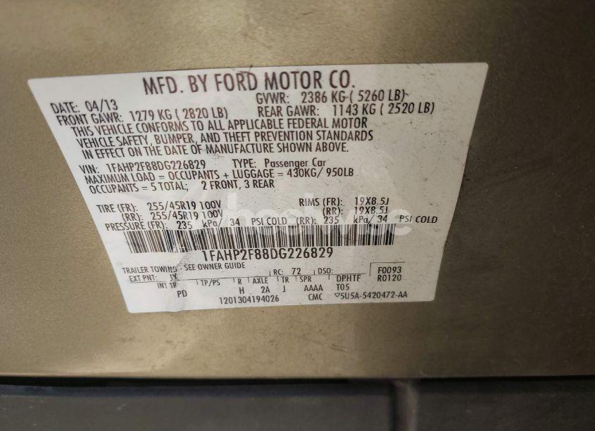 Photo 9 of 2013 Ford Taurus LIMITED (VIN 1FAHP2F88DG226829)
