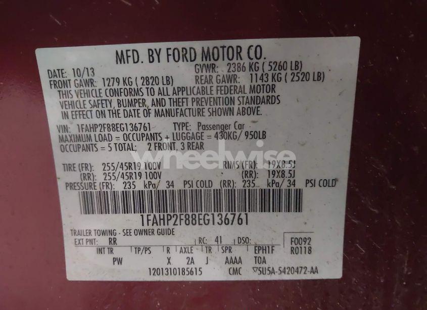 Photo 9 of 2014 Ford Taurus LIMITED (VIN 1FAHP2F88EG136761)