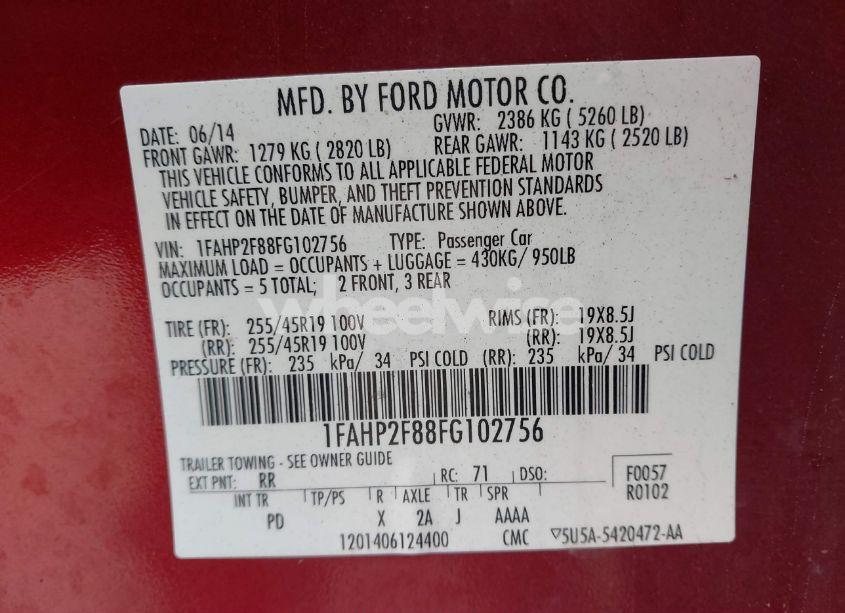 Photo 9 of 2015 Ford Taurus LIMITED (VIN 1FAHP2F88FG102756)
