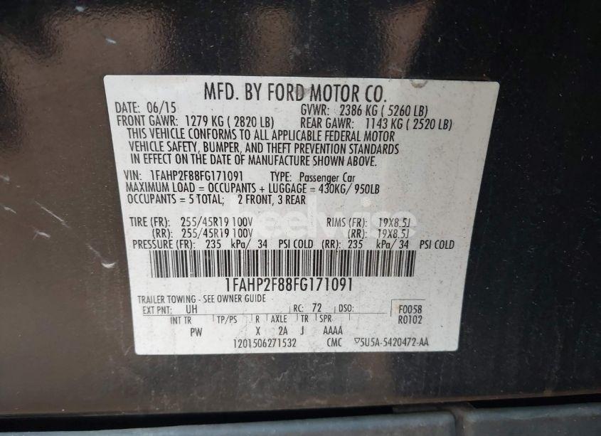 Photo 9 of 2015 Ford Taurus LIMITED (VIN 1FAHP2F88FG171091)