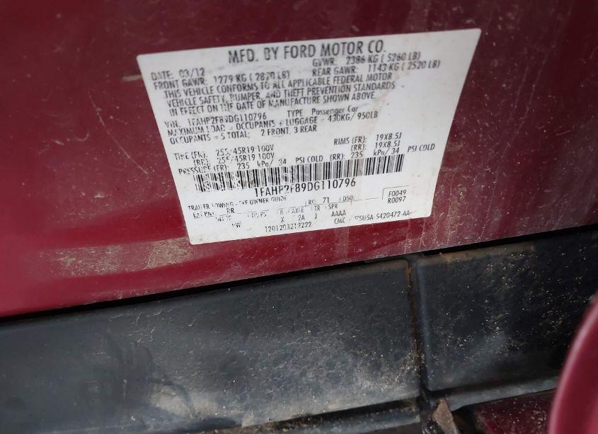 Photo 9 of 2013 Ford Taurus LIMITED (VIN 1FAHP2F89DG110796)