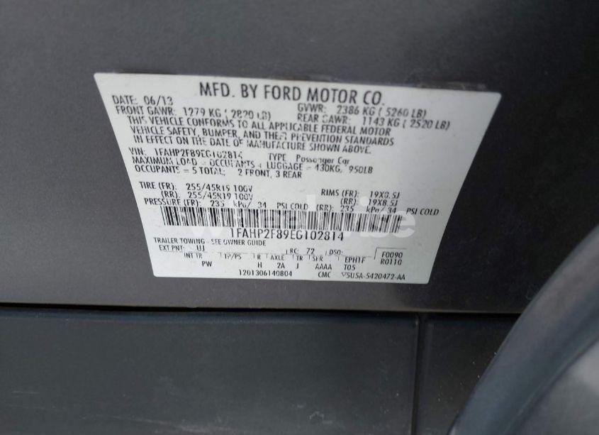 Photo 9 of 2014 Ford Taurus LIMITED (VIN 1FAHP2F89EG102814)