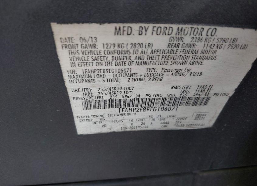 Photo 9 of 2014 Ford Taurus LIMITED (VIN 1FAHP2F89EG106071)