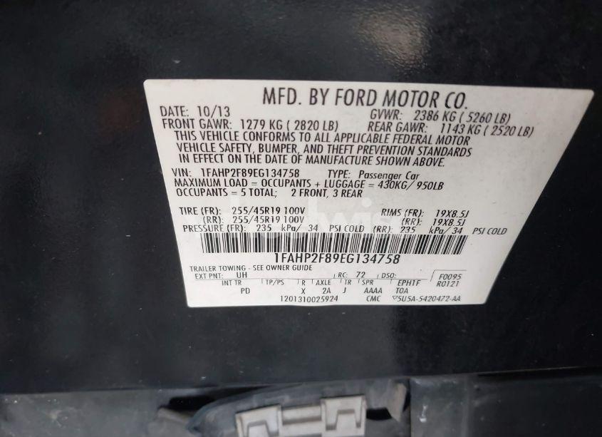 Photo 9 of 2014 Ford Taurus LIMITED (VIN 1FAHP2F89EG134758)