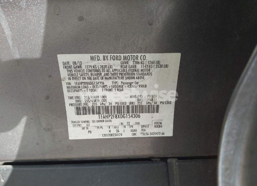 Photo 9 of 2013 Ford Taurus LIMITED (VIN 1FAHP2F8XDG154306)