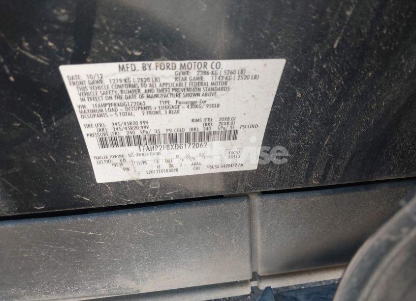 Photo 9 of 2013 Ford Taurus LIMITED (VIN 1FAHP2F8XDG172062)