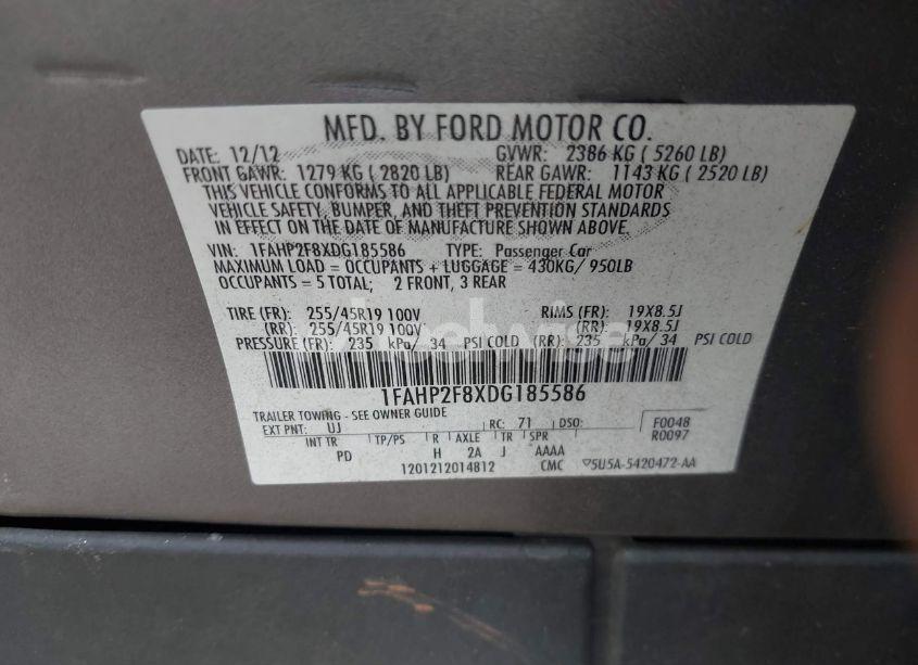 Photo 9 of 2013 Ford Taurus LIMITED (VIN 1FAHP2F8XDG185586)