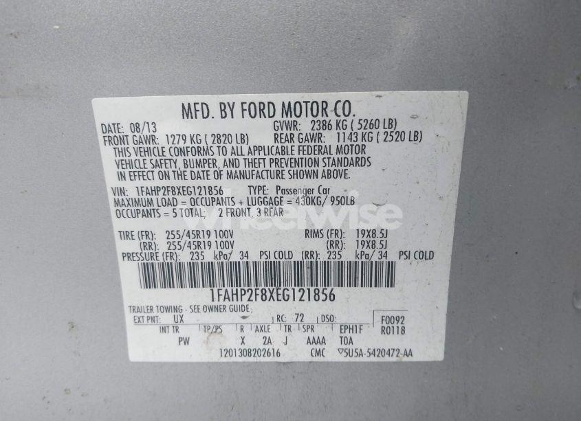 Photo 9 of 2014 Ford Taurus LIMITED (VIN 1FAHP2F8XEG121856)