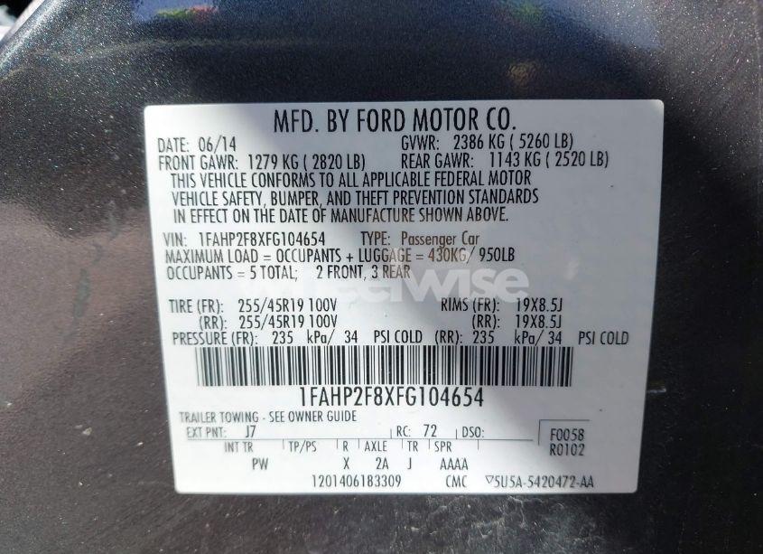 Photo 9 of 2015 Ford Taurus LIMITED (VIN 1FAHP2F8XFG104654)