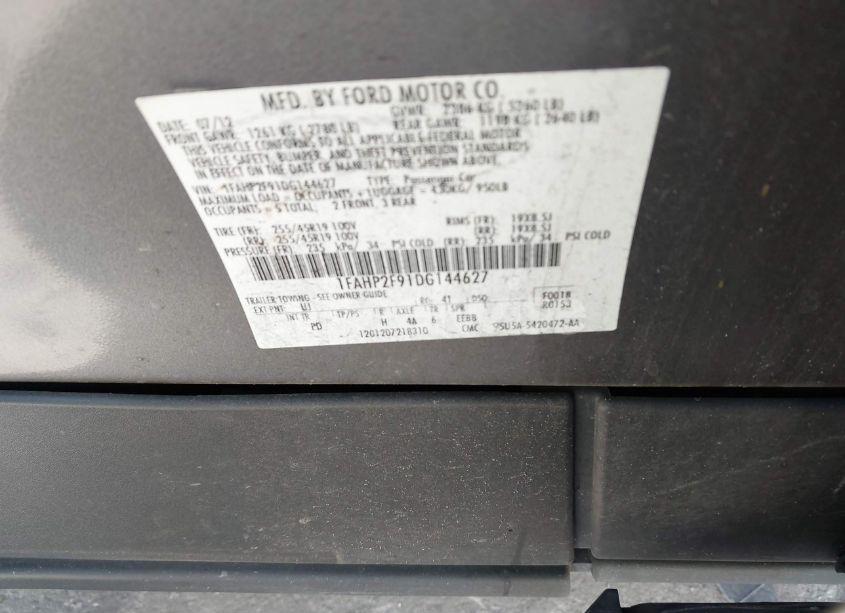 Photo 9 of 2013 Ford Taurus LIMITED (VIN 1FAHP2F91DG144627)