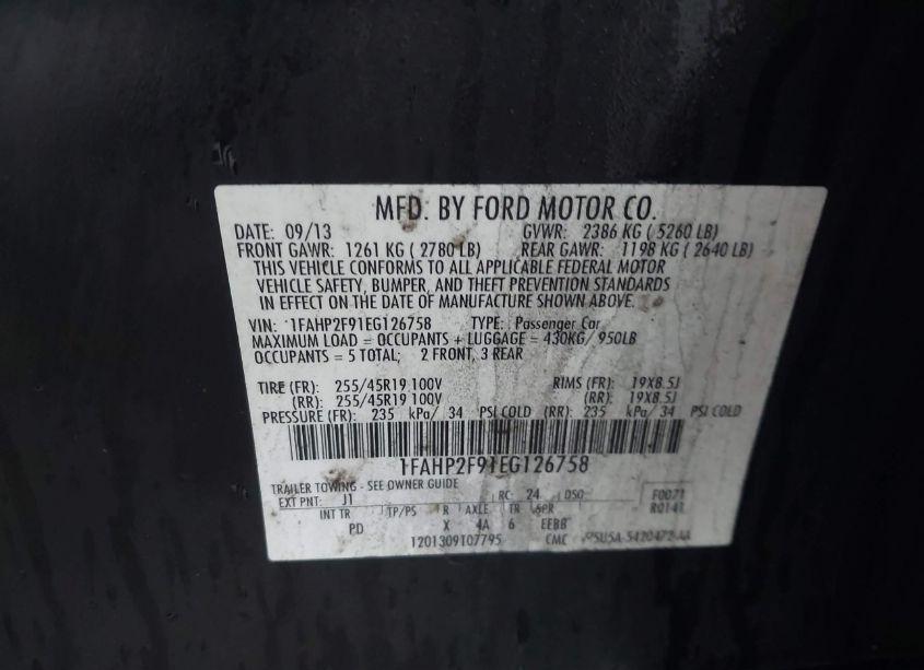 Photo 9 of 2014 Ford Taurus LIMITED (VIN 1FAHP2F91EG126758)