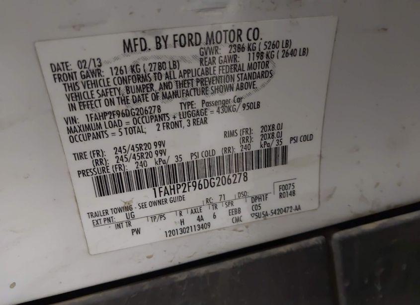 Photo 9 of 2013 Ford Taurus LIMITED (VIN 1FAHP2F96DG206278)