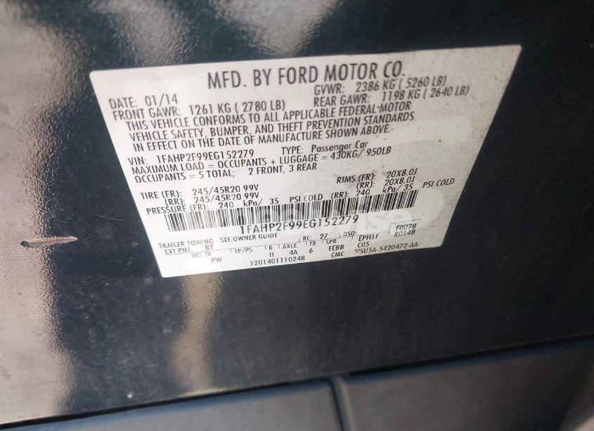 Photo 9 of 2014 Ford Taurus LIMITED (VIN 1FAHP2F99EG152279)