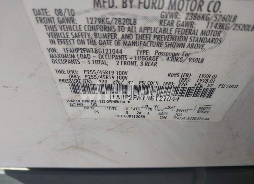 Photo 9 of 2011 Ford Taurus LIMITED (VIN 1FAHP2FW1BG121044)