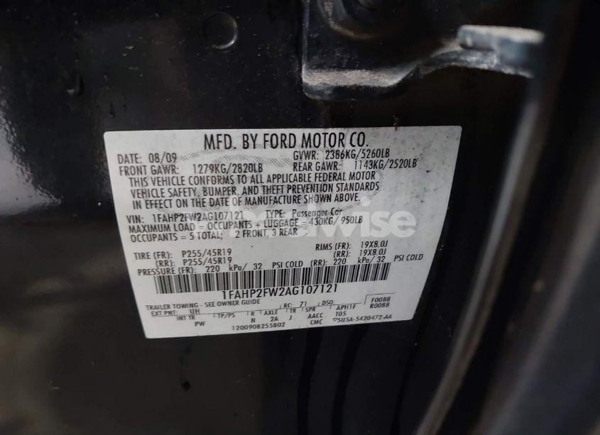 Photo 9 of 2010 Ford Taurus LIMITED (VIN 1FAHP2FW2AG107121)