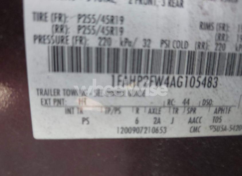 Photo 9 of 2010 Ford Taurus LIMITED (VIN 1FAHP2FW4AG105483)