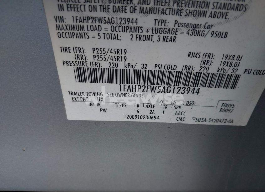 Photo 9 of 2010 Ford Taurus LIMITED (VIN 1FAHP2FW5AG123944)