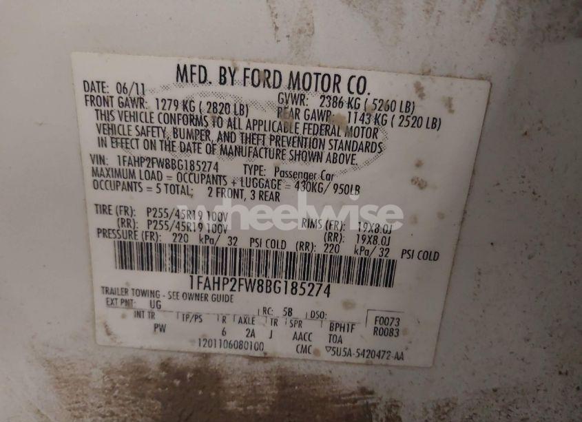 Photo 9 of 2011 Ford Taurus LIMITED (VIN 1FAHP2FW8BG185274)