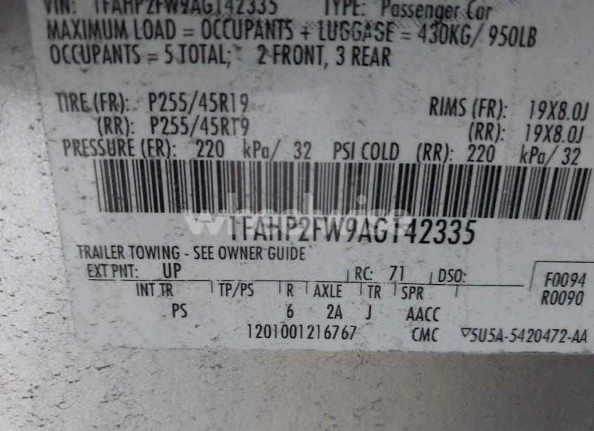 Photo 9 of 2010 Ford Taurus LIMITED (VIN 1FAHP2FW9AG142335)