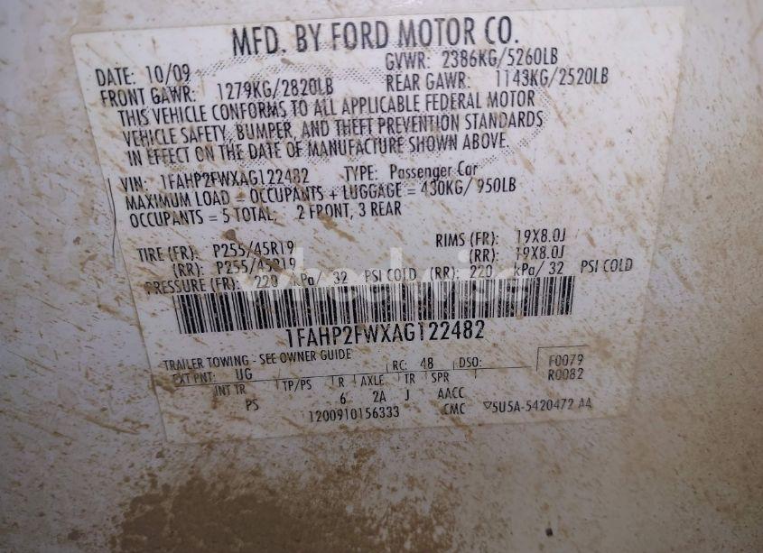Photo 9 of 2010 Ford Taurus LIMITED (VIN 1FAHP2FWXAG122482)