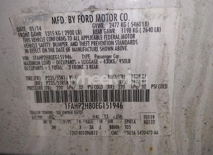 Photo 9 of 2014 Ford Taurus SEL (VIN 1FAHP2H80EG151946)