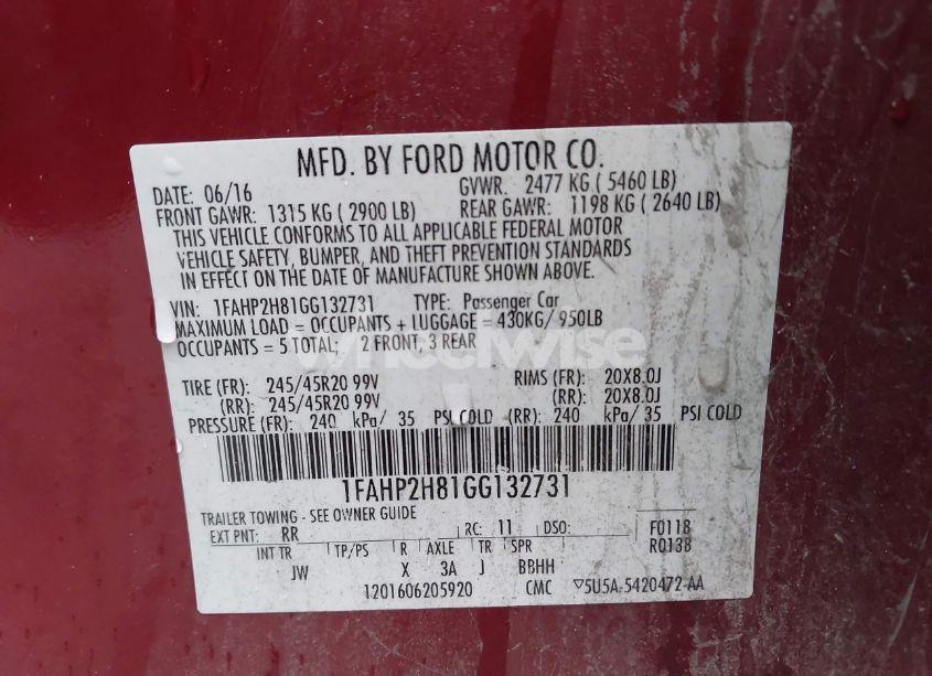 Photo 9 of 2016 Ford Taurus SEL (VIN 1FAHP2H81GG132731)