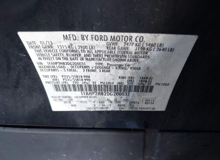 Photo 9 of 2013 Ford Taurus SEL (VIN 1FAHP2H82DG200031)