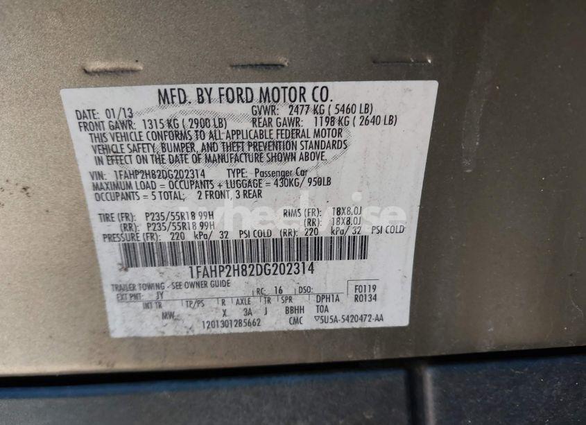 Photo 9 of 2013 Ford Taurus SEL (VIN 1FAHP2H82DG202314)