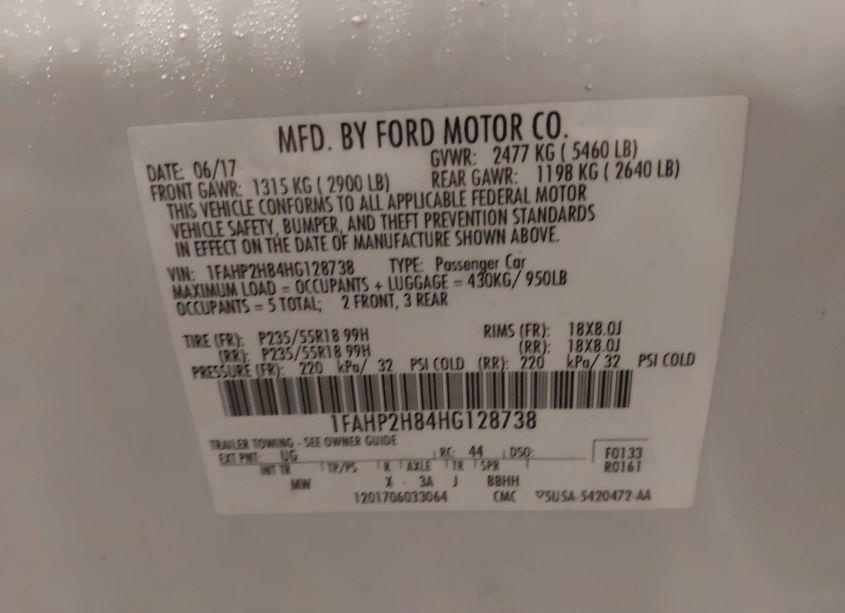 Photo 9 of 2017 Ford Taurus SEL (VIN 1FAHP2H84HG128738)
