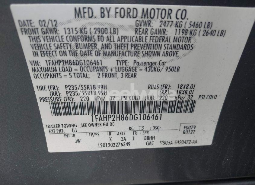 Photo 9 of 2013 Ford Taurus SEL (VIN 1FAHP2H86DG106461)
