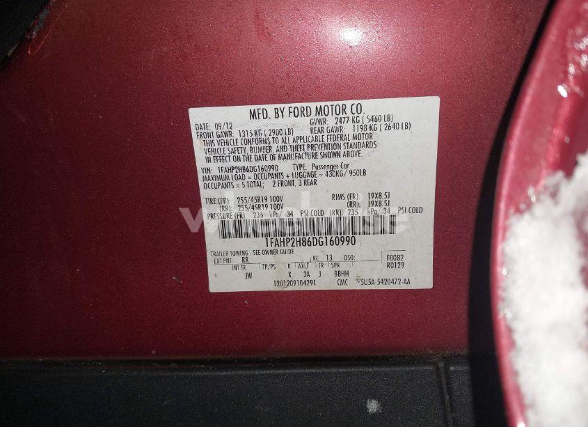 Photo 9 of 2013 Ford Taurus SEL (VIN 1FAHP2H86DG160990)