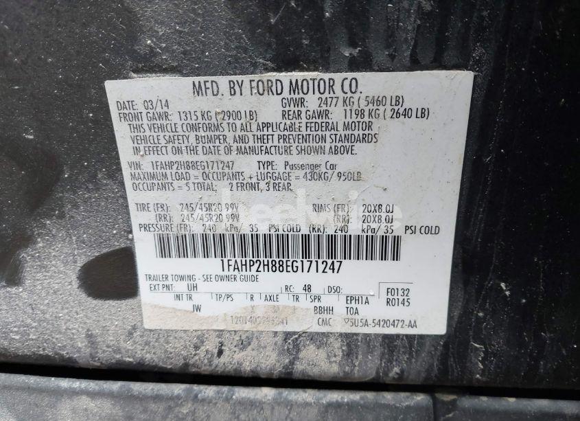 Photo 9 of 2014 Ford Taurus SEL (VIN 1FAHP2H88EG171247)