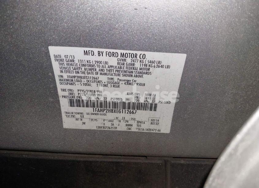 Photo 9 of 2014 Ford Taurus SEL (VIN 1FAHP2H8XEG112667)