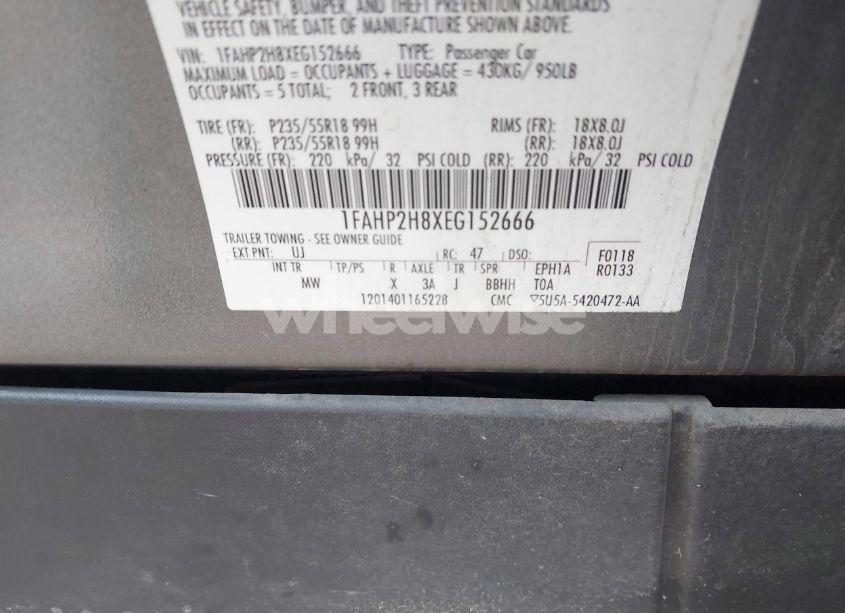 Photo 9 of 2014 Ford Taurus SEL (VIN 1FAHP2H8XEG152666)