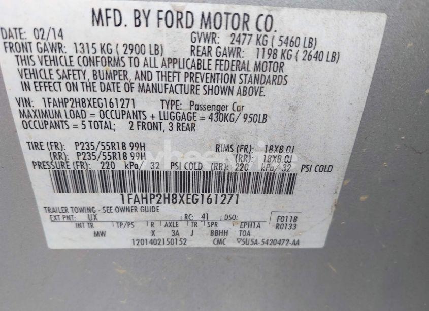 Photo 9 of 2014 Ford Taurus SEL (VIN 1FAHP2H8XEG161271)