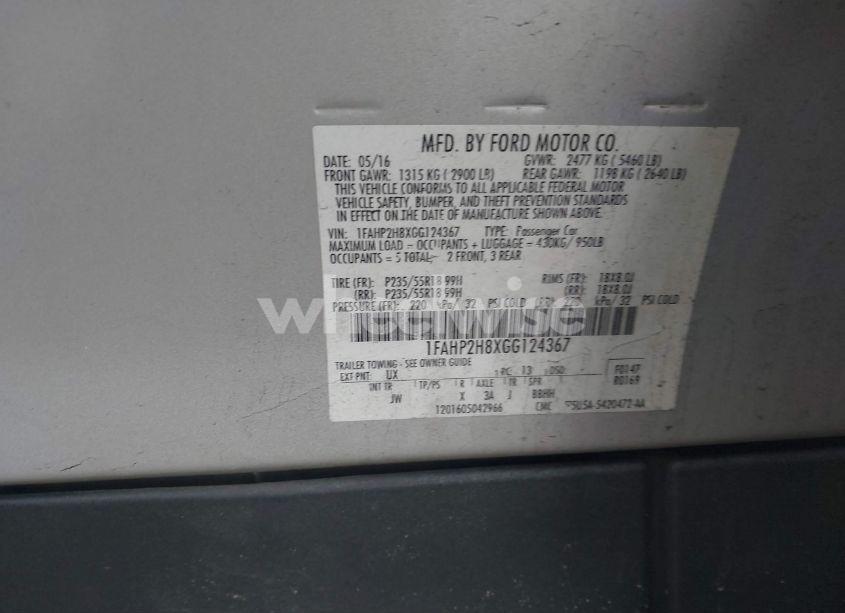 Photo 9 of 2016 Ford Taurus SEL (VIN 1FAHP2H8XGG124367)