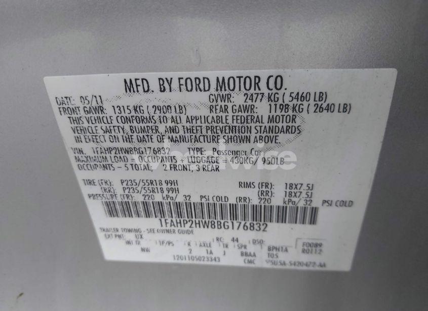 Photo 9 of 2011 Ford Taurus SEL (VIN 1FAHP2HW8BG176832)