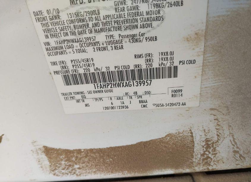 Photo 9 of 2010 Ford Taurus SEL (VIN 1FAHP2HWXAG139957)