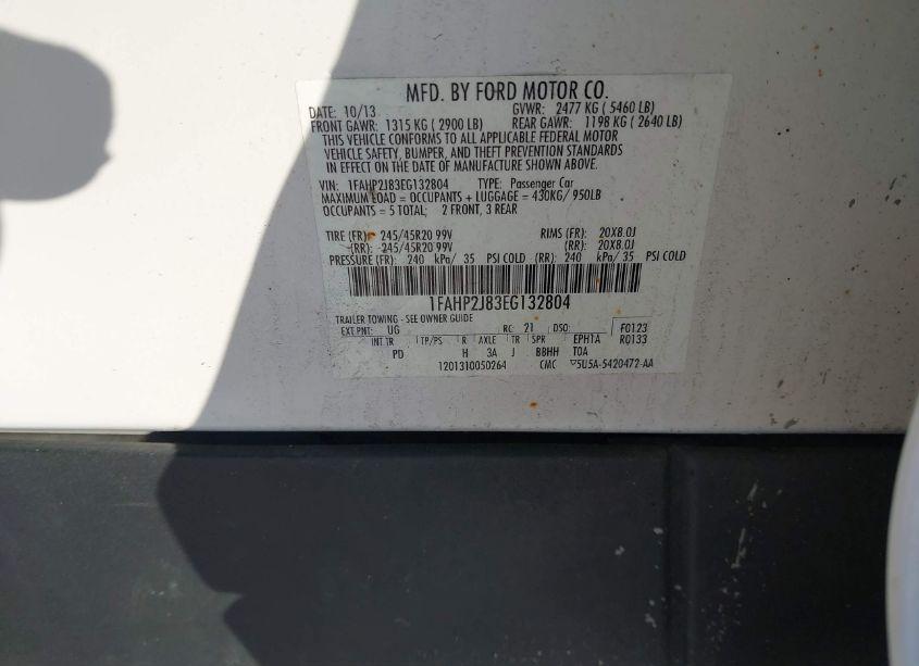 Photo 9 of 2014 Ford Taurus LIMITED (VIN 1FAHP2J83EG132804)