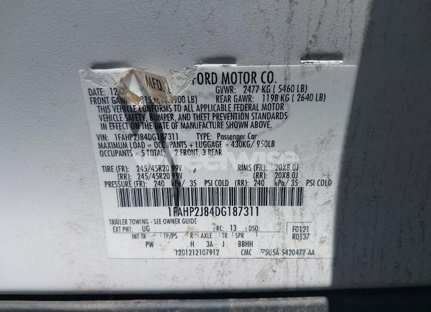 Photo 9 of 2013 Ford Taurus LIMITED (VIN 1FAHP2J84DG187311)