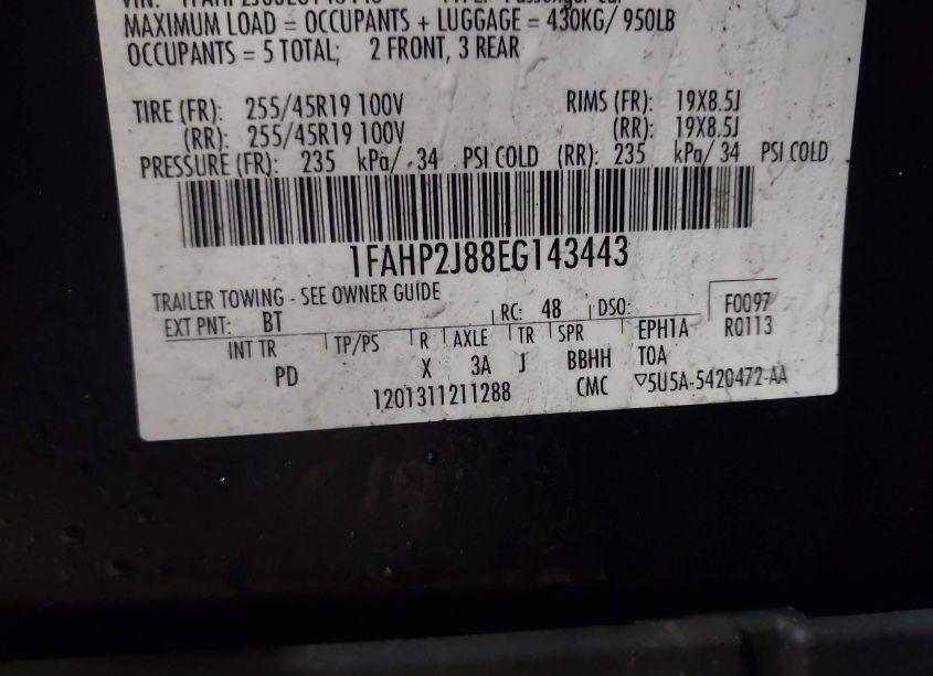 Photo 9 of 2014 Ford Taurus LIMITED (VIN 1FAHP2J88EG143443)